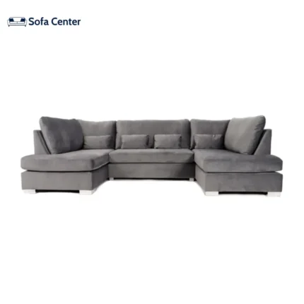 Belgravia U Shape Sofa Plush Velvet Grey