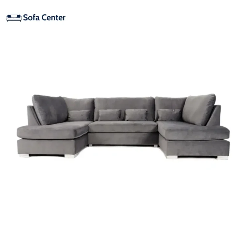 Belgravia U Shape Sofa Plush Velvet Grey