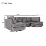 Belgravia U Shape Sofa Plush Velvet Grey