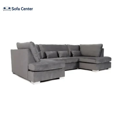 Belgravia U Shape Sofa Plush Velvet Grey