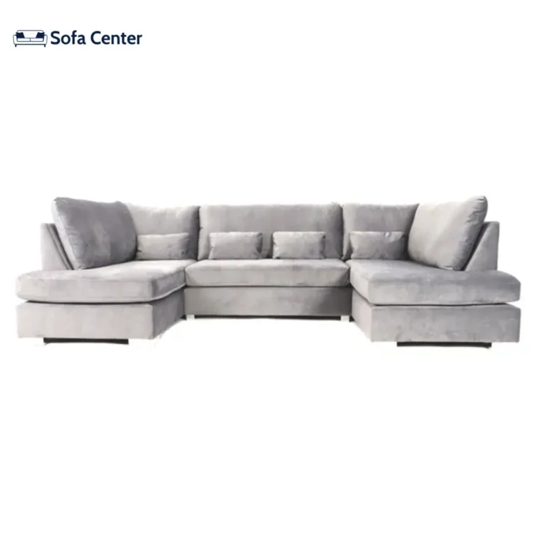 Belgravia U Shape Sofa Plush Velvet Silver