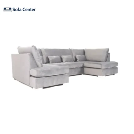 Belgravia U Shape Sofa Plush Velvet Silver
