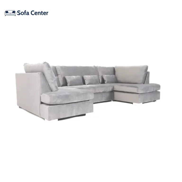 Belgravia U Shape Sofa Plush Velvet Silver