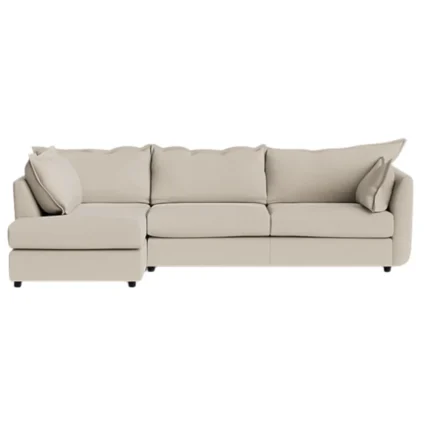 Dorchester Soft Woven Texture Left Corner Sofa – Meringue