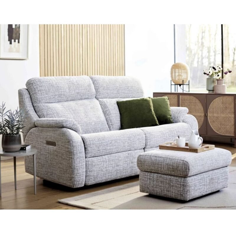 Kingsbury 2 Seater Fabric Power Recliner Sofa with Power Headrests
