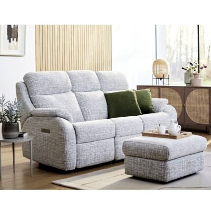 Kingsbury 3 Seater Fabric Power Recliner Sofa with Power Headrests