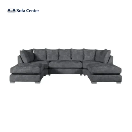 London U Shape Sofa Soft Chenille Charcoal Grey