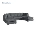 London U Shape Sofa Soft Chenille Charcoal Grey