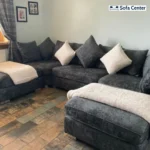 London U Shape Sofa Soft Chenille Charcoal Grey