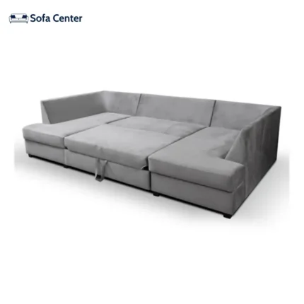 Meridian U Shape Sofa Bed with Storage in Plush Velvet