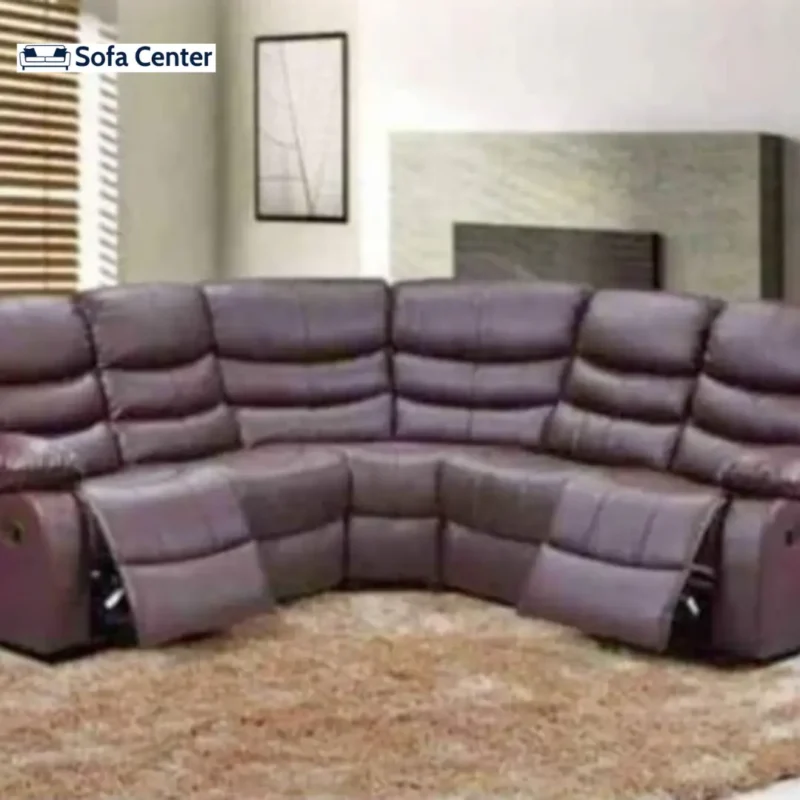 Roma Corner Recliner Sofa Faux Leather Brown